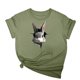 thumbnail image 1 of Tops de Cuello Alto para las Mujeres Amante Impreso Camiseta Cuello Redondo Manga Corta, Poliéster Spandex, 1 of 7