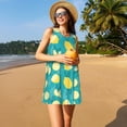 thumbnail image 3 of KLL Lemon Blue Pattern Womens Summer Dresses 2025,Loose Round Neck Sleeveless Sundresses Tank Dresses with Pockets, 3 of 7