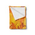 thumbnail image 2 of Fall Soft Flannel Fleece Throw Blanket, Graphic Pile of Autumn Leaves Illustration of Different Forest Trees, Cozy Plush for Indoor and Outdoor Use, 50" x 70", Orange Yellow, by Ambesonne, 2 of 5
