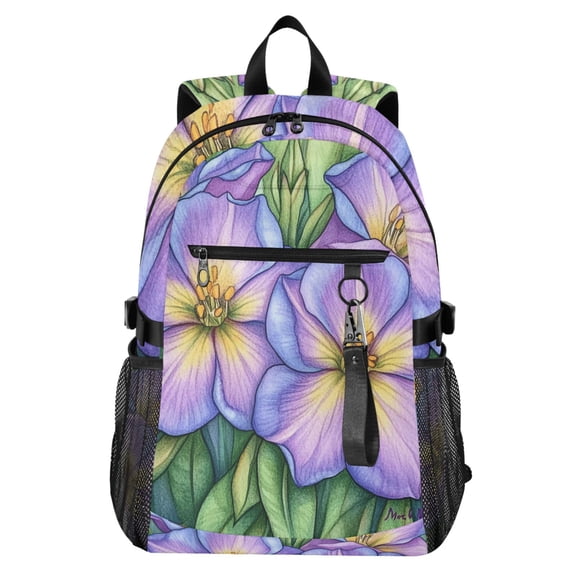 JIALIOU 14" Laptop Backpack Waterproof Airline Approved Stylish Casual Daypack for Travel Business College Work, Pencil Drawing Flower