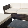 thumbnail image 4 of 5PC Outdoor Modular Rattan Wicker Sofa Set Aluminum Frame Garden Sectional Patio Furniture with Table, Brown, 4 of 7