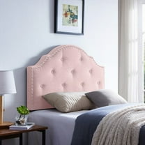 Headboard Twin Size - Solid Wood & Metal, Tufted & Nailhead Trim, Adjustable, Upholstered for Contemporary Room Upgrade