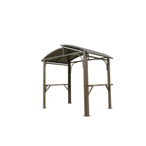 CoSoTower 8X5FT Arc Roof, Grill for Outdoor Grill W/Double Galvanized Steel Roof and 2 Side Shelves, Bbq Gazebo Grill Tent for Patio Garden Backyard, Brown