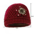 thumbnail image 3 of Wancir French Thicken Women's Flowers Knitted-Woolen-Hat Fashion Beanie-Hat Lady Crochet-Bucekt-Hat for Winter, 3 of 4