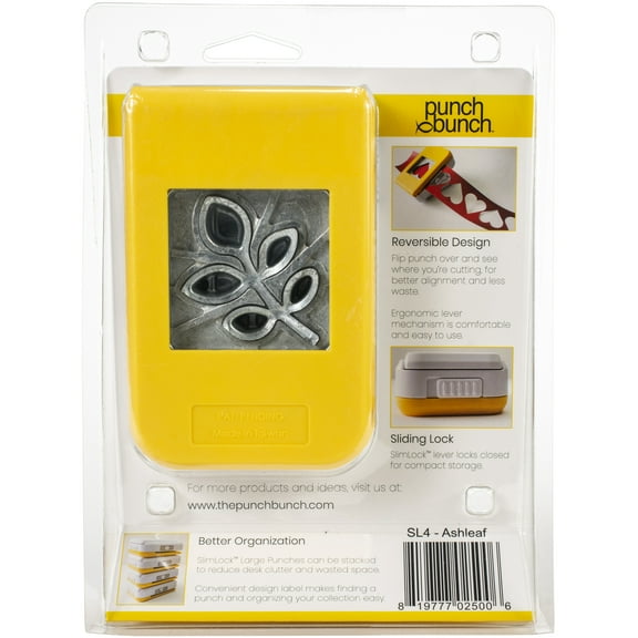 Punch Bunch SlimLock Large Punch-Ash Leaf 1-5/8"X1.75"