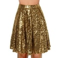 thumbnail image 2 of YMNXA Womens Skirt High Waist Solid Color Pleated Sequins Stylish Comfortable Knee Length Skirt For Party Gold Xxl, 2 of 6