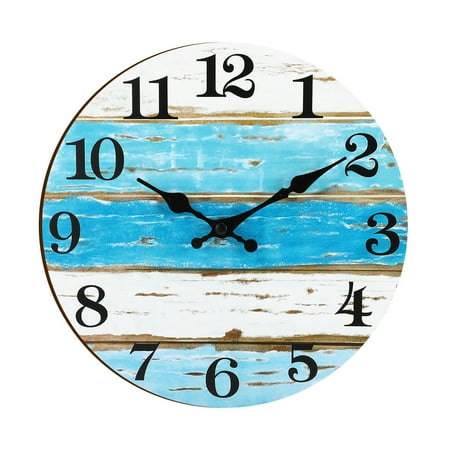 Bocaoying 10 Inch Wall Clocks Battery Operated, Silent Outdoor Clock, No Ticking Kitchen Wall Clock for Living Room Decor, Round Retro Rustic Style Wall Clock for Kitchen, Bedroom, Bathroom