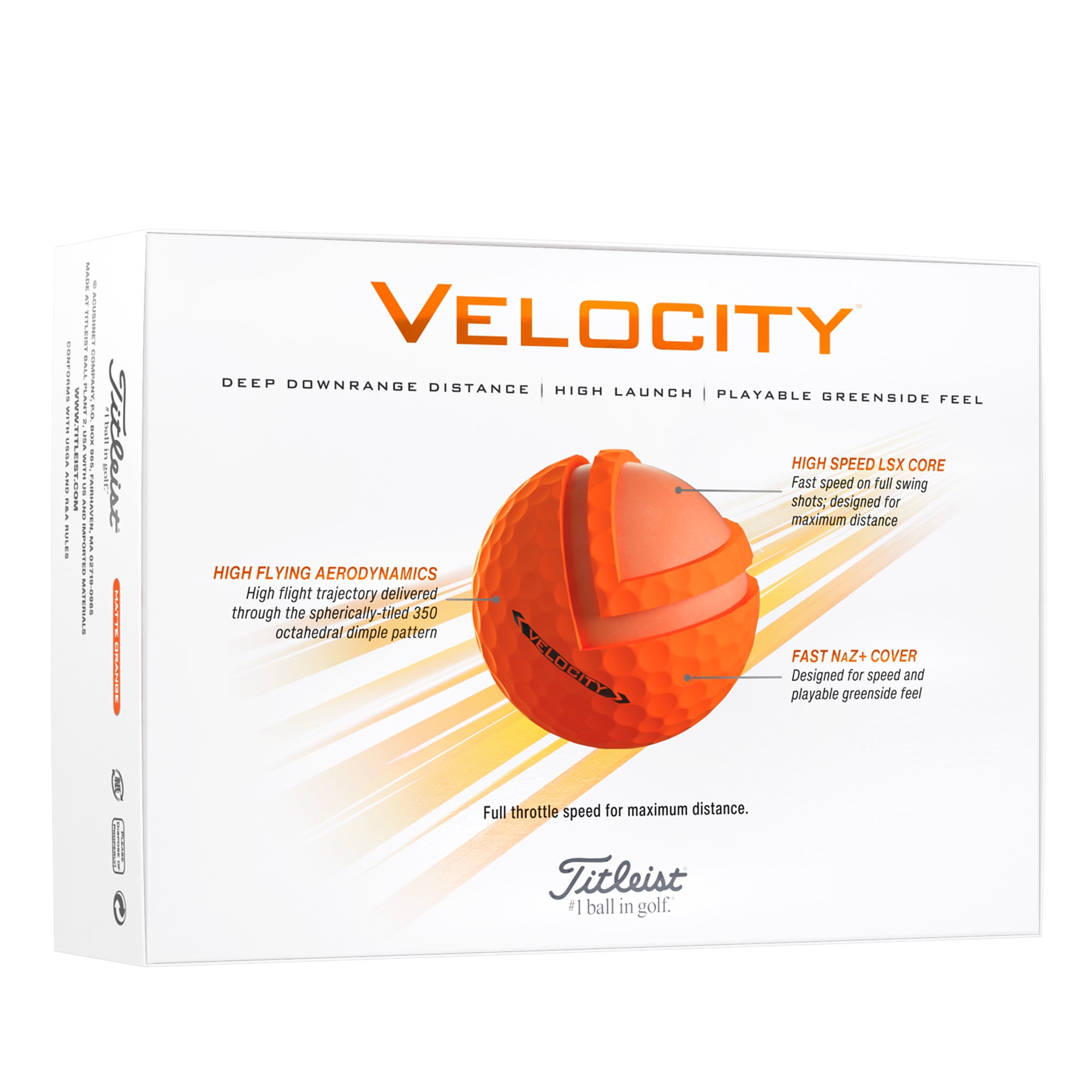 Titleist Velocity Golf Balls, 12 Pack, Matte Orange