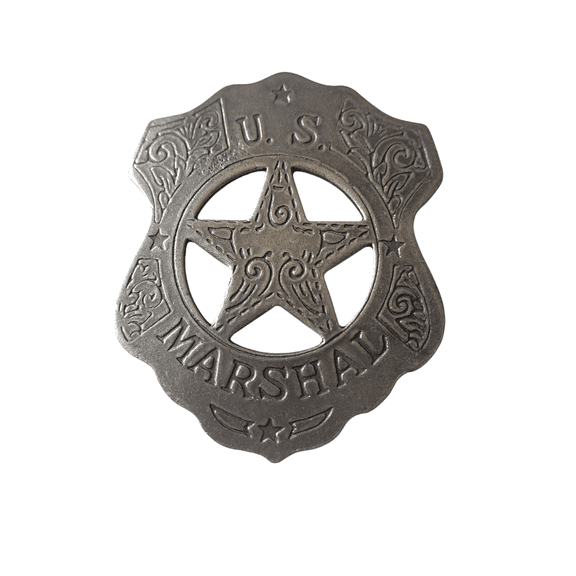 Antique Silver Finish Western Marshal Filigree Shield Badge Lapel Pin by MDream