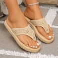 thumbnail image 6 of Womens Beige Flip Flops, Comfortable Toe Post Sandals with Perforated Design, Casual Slip On Summer Beach Shoes,Size 8.5, 6 of 9