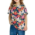 thumbnail image 2 of Jamicy Chandails de Piscine pour Filles Cadeau pour Enfants Hauts pour Enfants Été T-Shirts à Manches Courtes Blouses à Col Rond pour Dames Hauts Courts Décontractés, 2 of 4