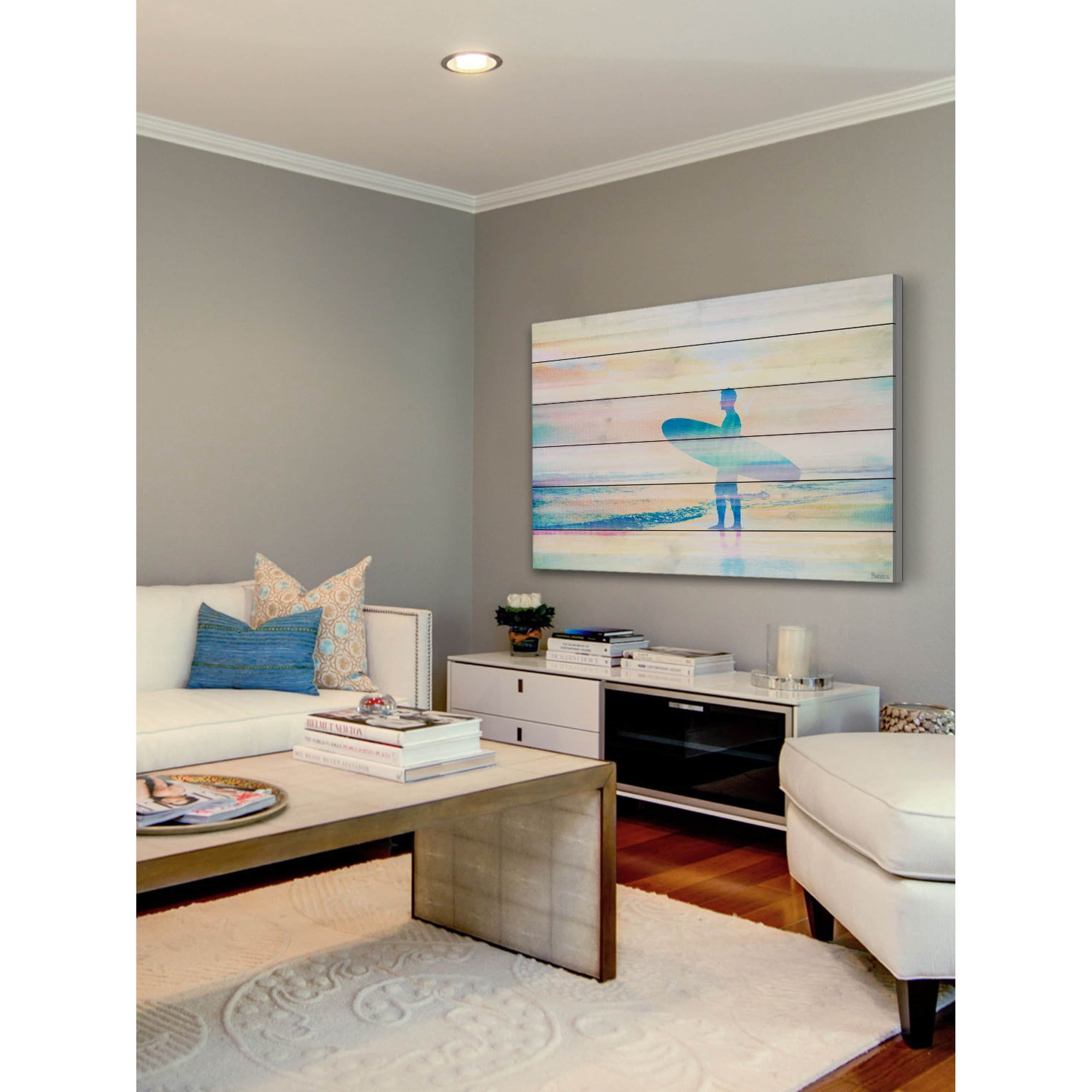 Parvez Taj "Faded Surf" Print on White Wood
