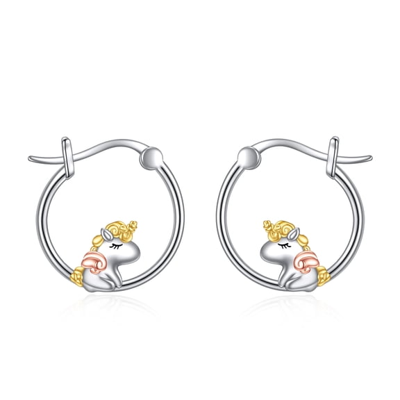 Unicorns Hoop Earrings For Women 925 Sterling Silver Hypoallergenic Earrings Jewelry Birthday Gifts