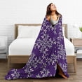 thumbnail image 5 of DouZhe Ultra-Soft Micro Fleece Lightweight Flannel Bed Blanket, Damask Style Blue Flower Print Cozy Warm Throw Blankets, 60"x50", 5 of 7