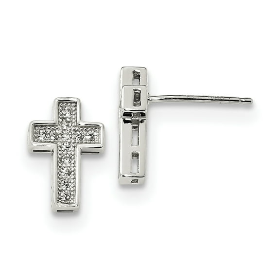 Primal Silver Sterling Silver Cubic Zirconia Cross Post Earrings
