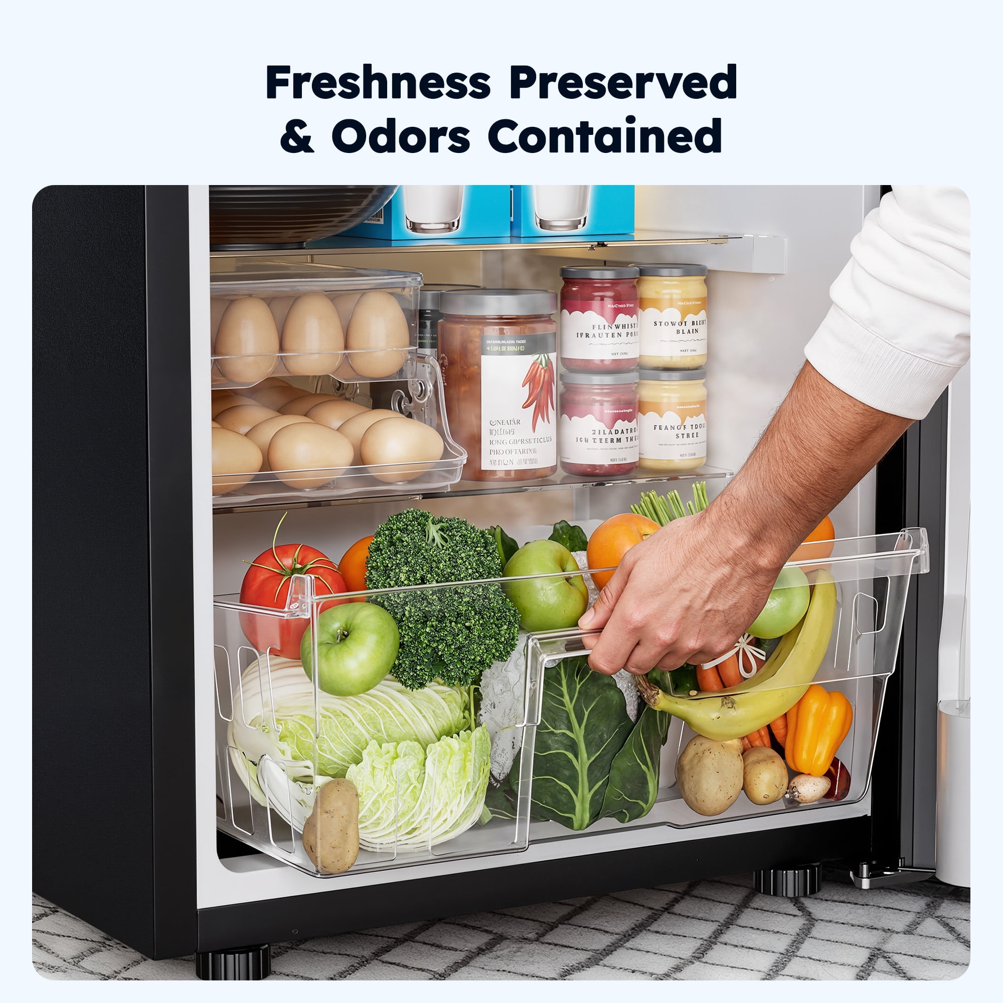 Simzlife 3.2 Cu ft Mini Refrigerator with Freezer, Two Door Compact Small Fridge Adjustable Removable Shelves, Sliver