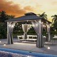 thumbnail image 6 of Aoxun 12'x12' Hardtop Gazebo, Aluminum Frame Canopy with Double Galvanized Steel Roof, Outdoor Metal Pavilion with Netting, Curtains for Backyard, Patio and Deck, 6 of 9