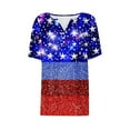 thumbnail image 4 of Cavosen Red White and Blue Shirts for Women Petite Independence Day Short Sleeve V-Neck T Shirts USA Star Striped Graphic Tops Lady XL 4th of July Casual T Shirts Red White and Blue Tunic Tees, 4 of 5
