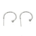 thumbnail image 2 of 10pcs Tarnish Resistant 304 Stainless Steel C-shaped Hoop Circle Ball Stud Earrings with 316 Surgical Stainless Steel Pin Stainless Steel color 16x21x3mm Pin: 0.8mm, 2 of 2