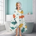 thumbnail image 6 of Light Green Dinosaurs Leaves Pattern Hooded Bath Towel，60"x35" for Ages 3 To 12 Kids, Quick Dry Lightweight Soft Microfiber Hood Beach Towel Cover Up for Kids, 6 of 7