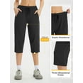 thumbnail image 4 of BALEAF Women's 17" Hiking Shorts Below Knee Bermuda Capri Pants Waterproof Lightweight Pockets Quick Dry Elastic Waist Black L, 4 of 7