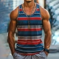 thumbnail image 2 of WRKEKC Men's Tank Tops Striped Print Crew Neck Sleeveless Soft Fabric For Gym Casual Wear Breathable Lightweight Comfortable Fit Daily Use, 2 of 3