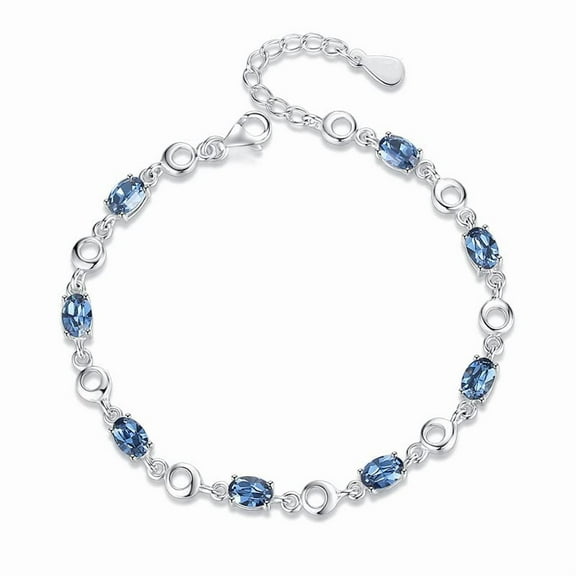 14K Gold Blue Crystal Bracelet for Women, Dainty Sea Blue Natural Crystal Inlay, Fashionable Bracelet, Ideal Jewelry Gift for Her, Elegant Accessory for Any Occasion