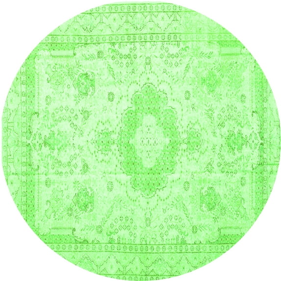 Ahgly Company Indoor Round Persian Green Traditional Area Rugs, 3' Round