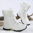 thumbnail image 6 of Womens Warm Furry Lined Mid Calf Boots Waterproof Winter Snow Boots Non Slip Lace Up Wide Width Combat Boots White 6, 6 of 8