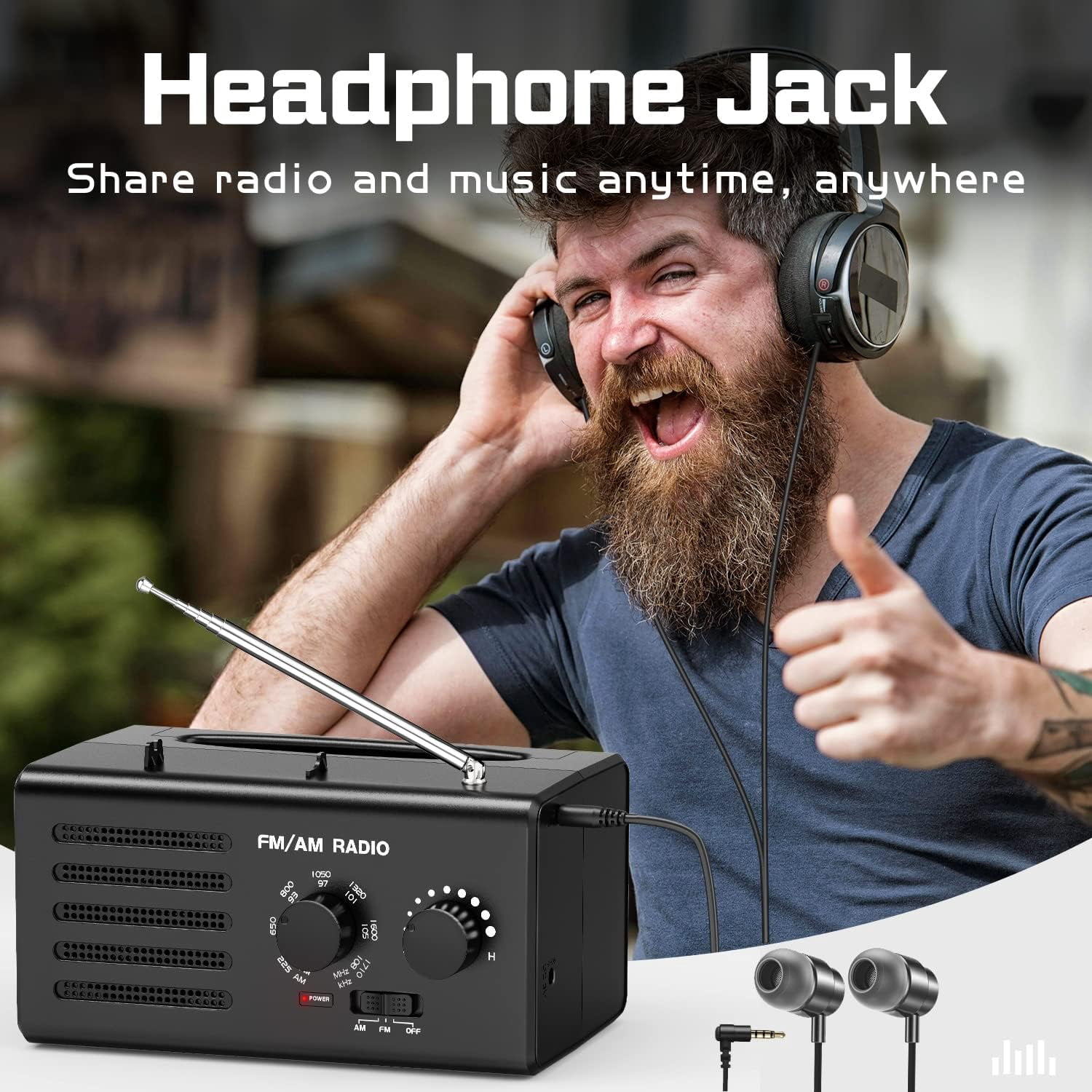 AM FM Radio Portable, Battery Operated & Plug in, Portable Radio with Best Reception for Emergency, Weather Alert, Home Outdoor, Camping, and Gift for Seniors