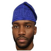 Blue Embroidered African Hand woven Aso Oke Hat
