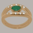 thumbnail image 2 of LBG British Made 14k Rose Gold Natural Emerald & Diamond Womens Band Ring - 33 size options - Size 12, 2 of 7