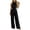 Black, variant on Womens Halter Neck Smocked Waist Linen Blend Wide Leg Jumpsuit Sleeveless Casual One Piece Romper with Side Pockets Loose Fit Summer Trousers