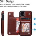 thumbnail image 2 of Case for iPhone 11 Pro Max, Luxury PU Leather Case with [Two Magnetic Clasp] [Card Slots] Stand Function Durable Shockproof Soft TPU Case Back Wallet Cover - Brown, 2 of 14