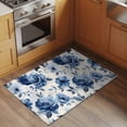 thumbnail image 2 of 2x3 Ft Entryway Area Rug, Blue Floral Kitchen Rug Runner Washable Floor Mat, Watercolor Country Flower Pastoral Rose Non Slip Indoor Door Mat Throw Carpet for Bathroom Living Room Bedroom, 2 of 8