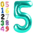 thumbnail image 1 of Globo con números 5 Argthjy de 40 pulgadas para el quinto aniversario, azul y verde, 1 of 6