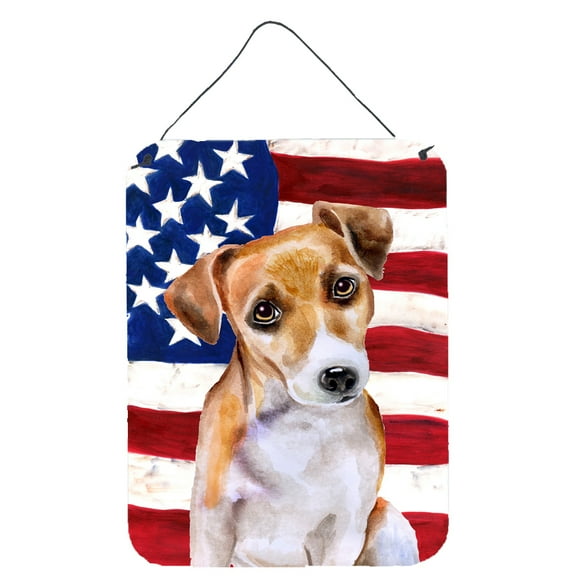 Carolines Treasures BB9713DS1216 Jack Russell Terrier Design2 Patriotic Wall or Door Hanging Prints 12WX16H multicolor