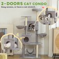 thumbnail image 4 of Large Light Grey Cat Tree with 2 Condos & 3 Hammocks - 66" Multi-Level Scratching Tower for Living Room & Bedroom - Stable, Plush Perch Cat Furniture, 4 of 7