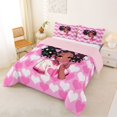 thumbnail image 2 of Castle Fairy Black Kawaii Girl King Size Comforter Sets 3pcs,Pastel Heart Grid Comforters King Size,Blush White Mint,1 Comforter and 2 Pillowcases, 2 of 6