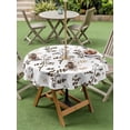 thumbnail image 4 of Outdoor Tablecloth with Umbrella Hole for Patio/Picnic/Party/Camping, Brown Beige Botanical Waterproof Table Cloth Round Cover Washable, Watercolor Spring Floral Summer Leaf (Dia 60"), 4 of 8