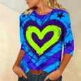 thumbnail image 4 of Vetsdori Blouses for Women Valentine Graphic Pullover Gifts for Girlfriend Heart Print 3/4 Sleeve Crew Neck,Holiday Fashion Juniors Tops, 4 of 6