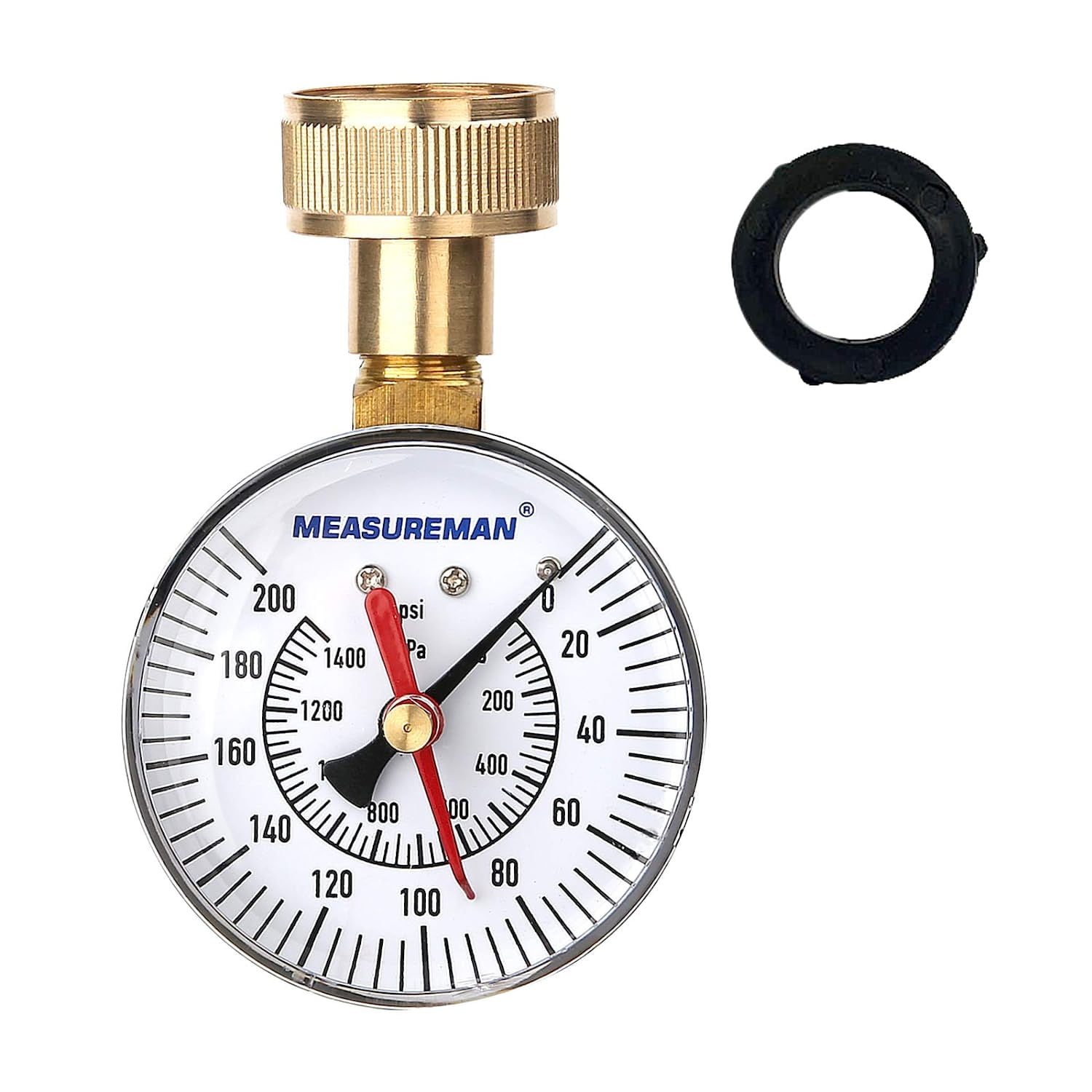 MEASUREMAN 21/2" Water Pressure Test Gauge, 3/4" Female Hose Thread, 0