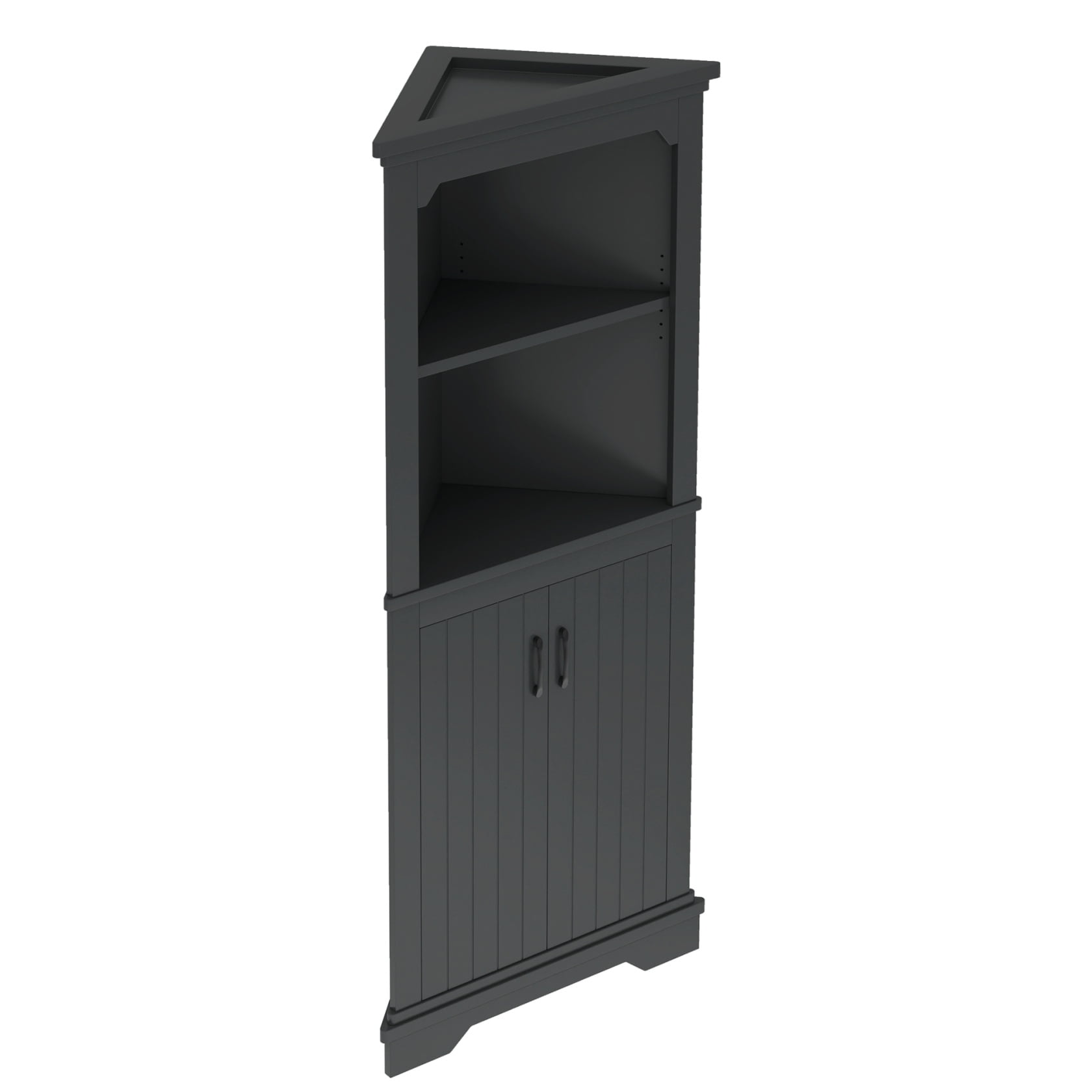 69" Corner Cabinet with Doors, Corner Bathroom Cabinet with Open Shelf, Freestanding Storage Cabinet for Bathroom, Living Room, Bedroom, Kitchen, Black