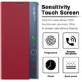 thumbnail image 3 of Smart Clear View Flip Phone Case Leather Kickstand Cover for Samsung Galaxy S21 Ultra (Red), 3 of 4