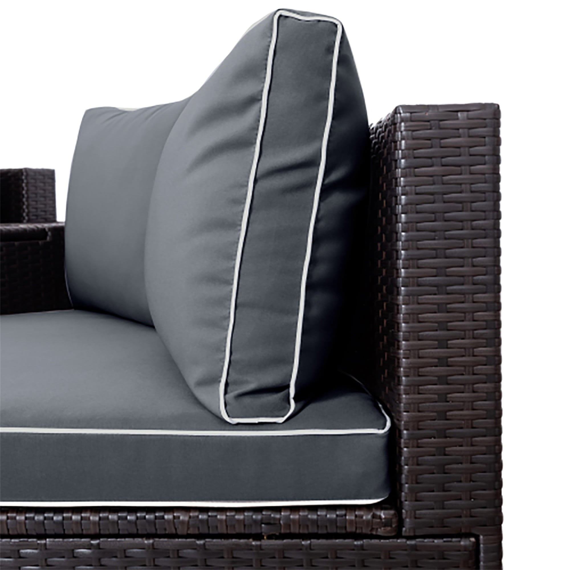 Kadyn Outdoor Combination Semi-circular Patio Rattan Sofa Set with a Storage Side Table for Umbrellas and a Multifunctional Round Table, Brown + Gray PE Wicker Conversation Furniture Set Kadyn Outdoor Combination Semi-circular Patio Rattan Sofa Set with a Storage Side Table for Umbrellas and a Multifunctional Round Table, Brown + Gray PE Wicker Conversation Furniture Set