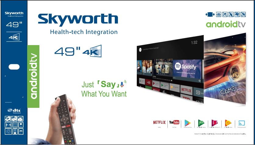Black Skyworth U5 49U5A 49" Smart LED-LCD TV 4K UHDTV 