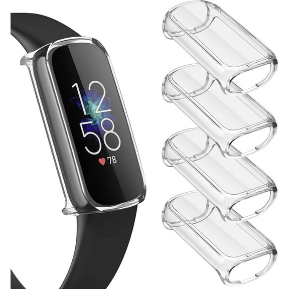 Tianle Compatible with Fitbit Luxe Screen Protector Case, [4 Pack] Soft TPU Full Around Protective Cover Bumper for Fitbit Luxe Smartwatch Accessories (Clear Clear Clear Clear)