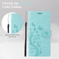 thumbnail image 6 of Wallet Case for Google Pixel 9 Pro XL,PU Leather Wallet Flip Kickstand Case [Magnetic Closure] [Wrist Strap] [Card Slots Holder] Embossed Butterfly & Flower Case for Women Girls,Green, 6 of 9