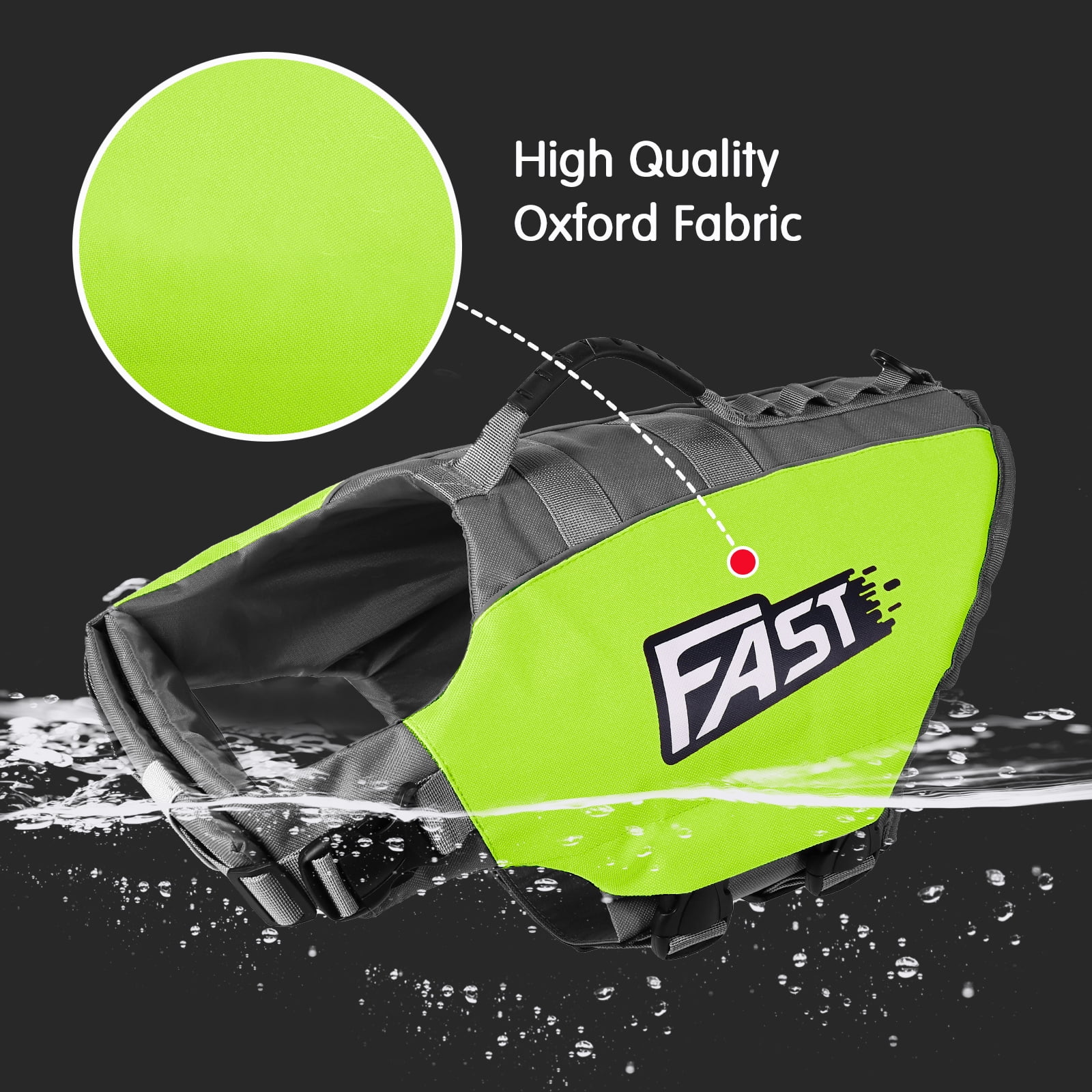 Amztom Dog Life Jacket, Quick Release Buckles & Rescue Handle, Adjustable Breathable Dog Life Vest for Swimming (Green,S)