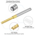 thumbnail image 4 of Uxcell 1/8" Shank 2.4mm x 12mm Titanium Coated Carbide End Mill CNC Router Bits 4 Pack, 4 of 6